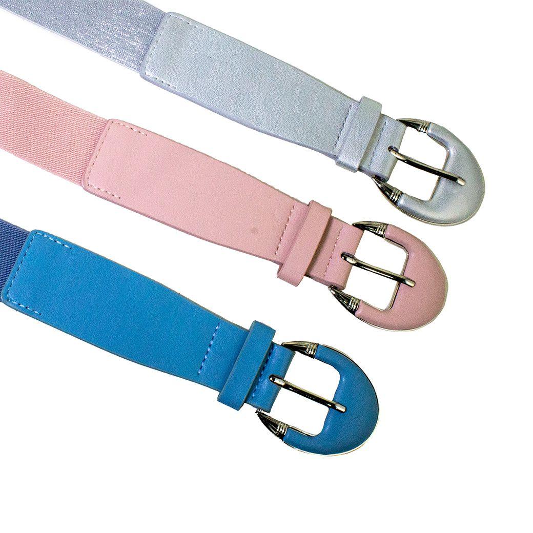 Cinturón elástica hebilla acolchada Celeste-2