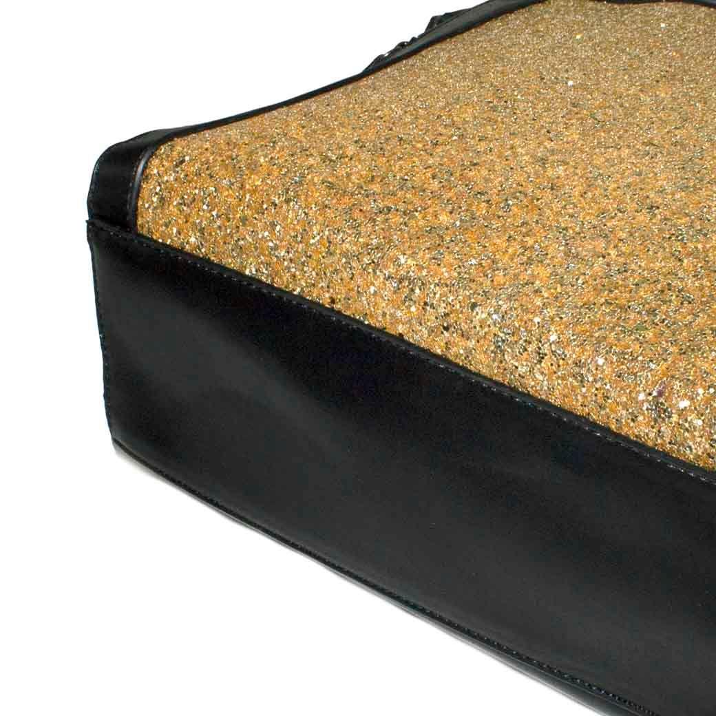 Cartera Grande Rigida Metal Oro-4