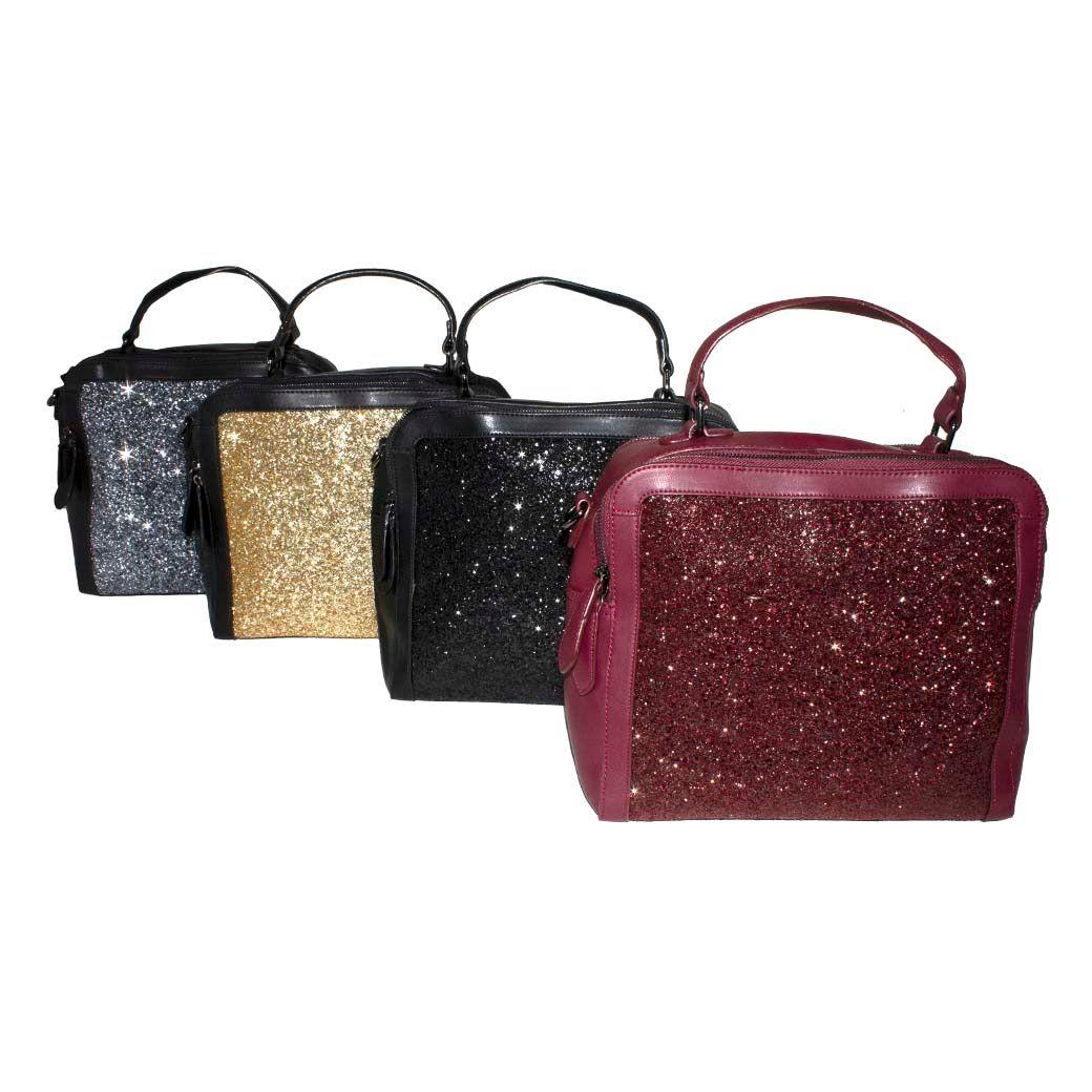 Cartera Grande Rigida Metal Oro-5