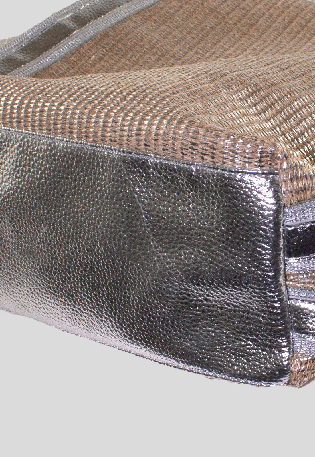 Cartera Rafia Metalizada Plata-2