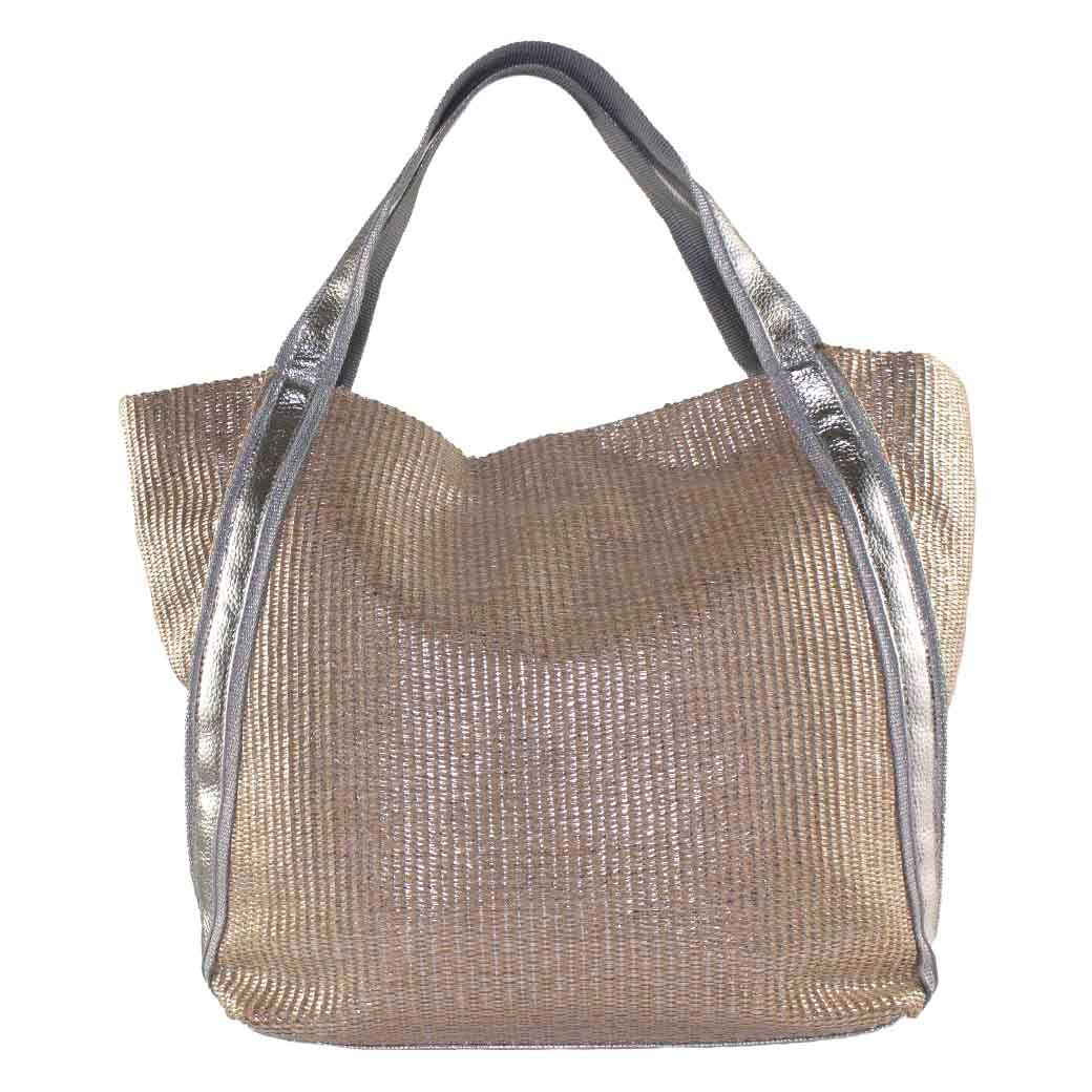 Cartera Rafia Metalizada Plata-0