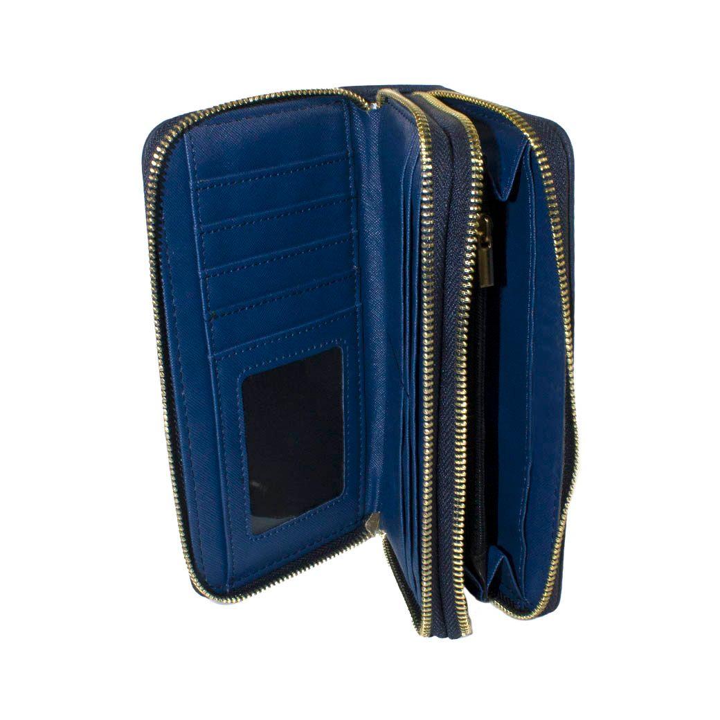 Billetera Doble Liso Azul-3