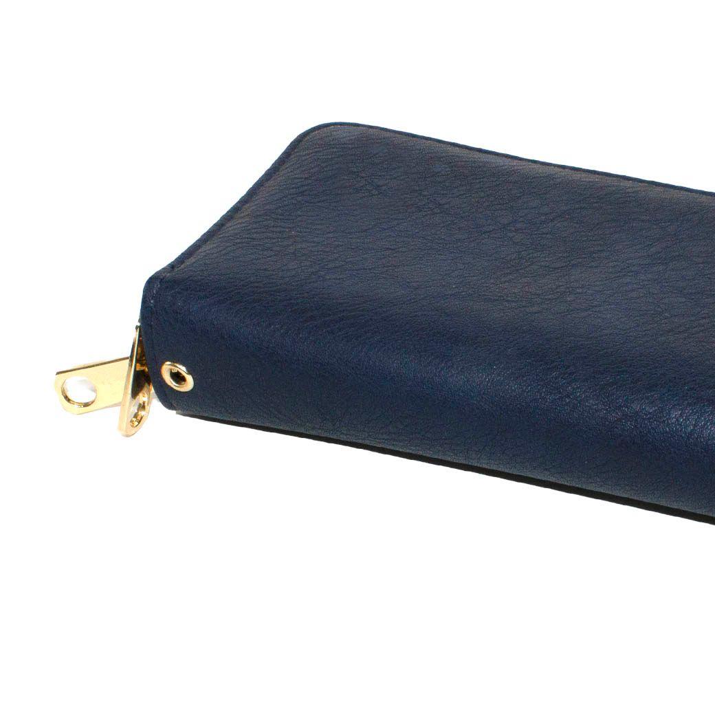 Billetera Doble Liso Azul-4