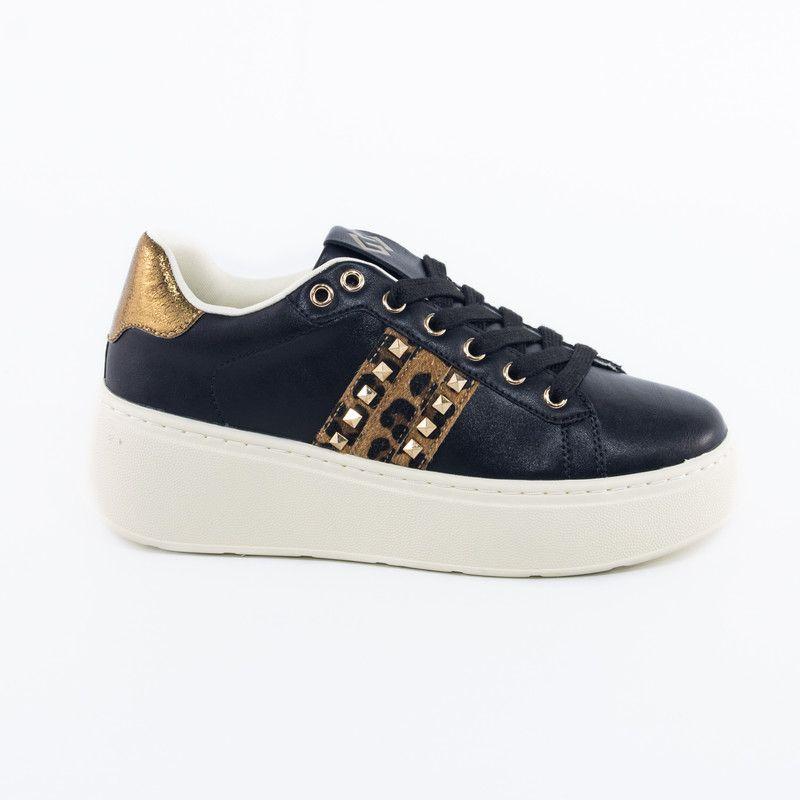 Zapatillas Ecocuero Elasticado Negro Mailea-0