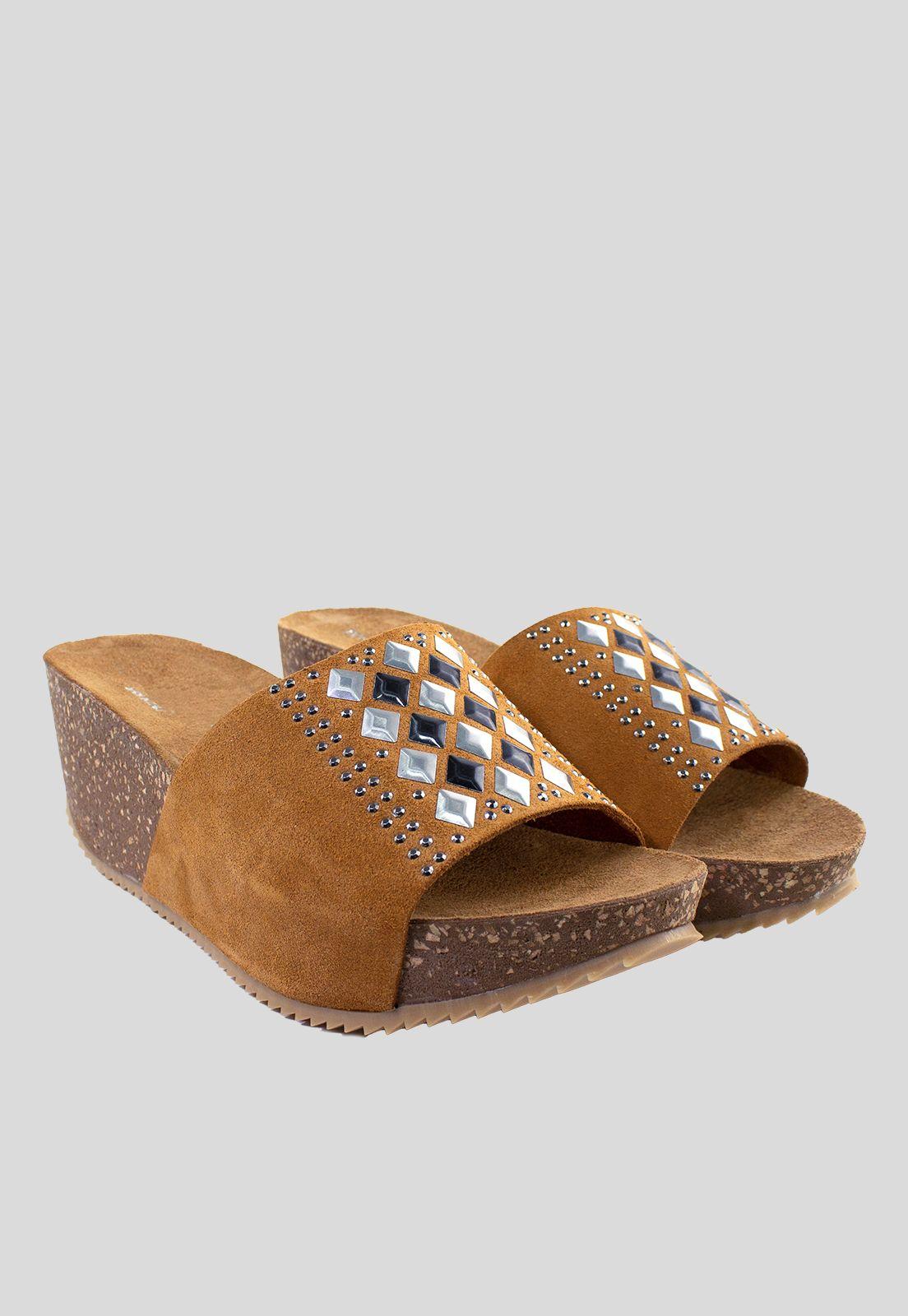 Sandalia Reno Rombos Metal Tostado-3