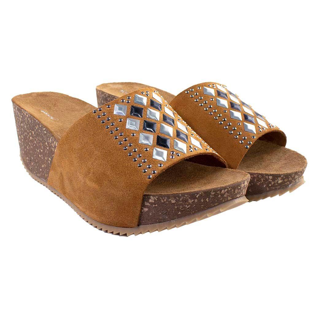 Sandalia Reno Rombos Metal Tostado-3