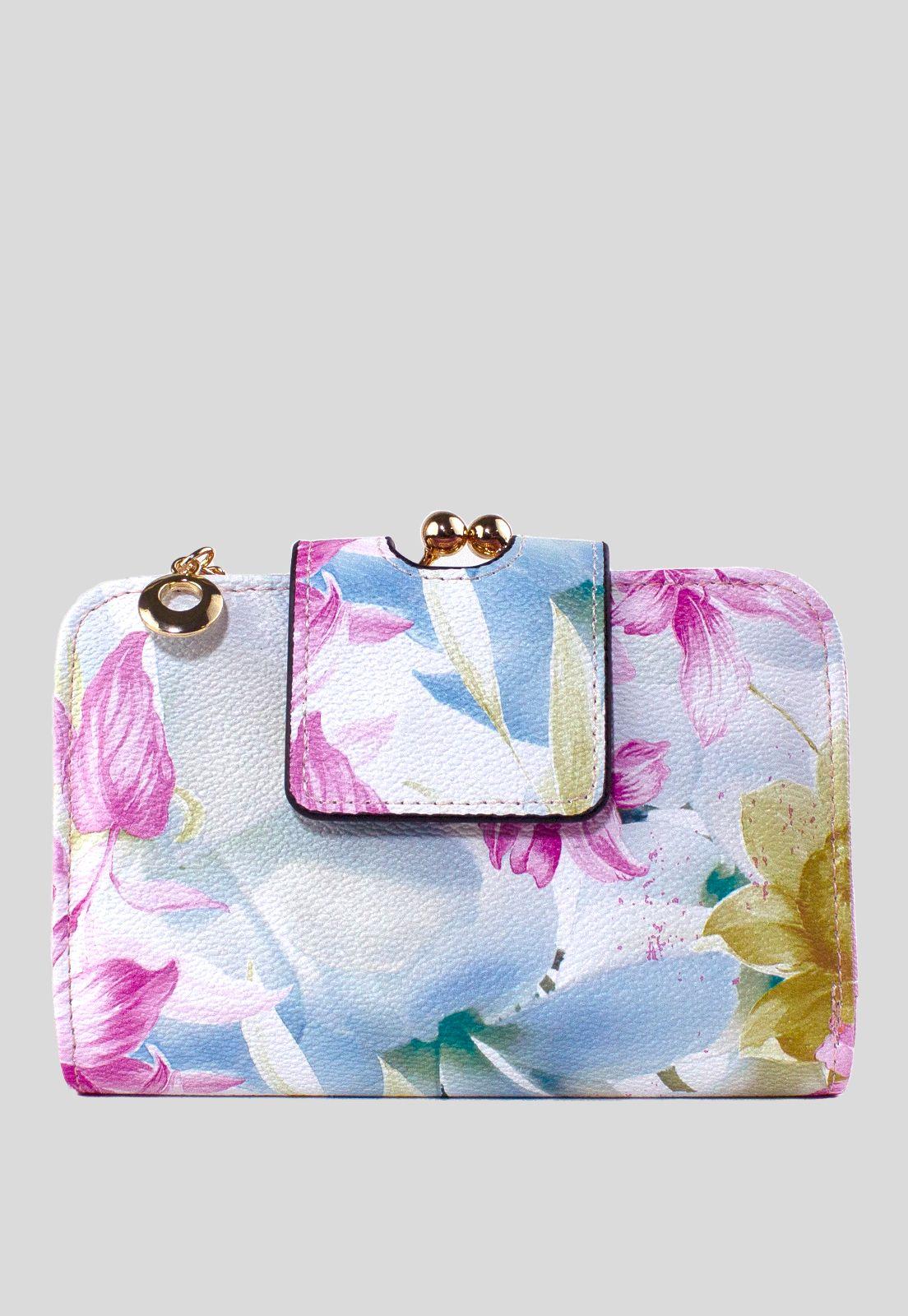 Billetera Mediana Floreada Rosado-0