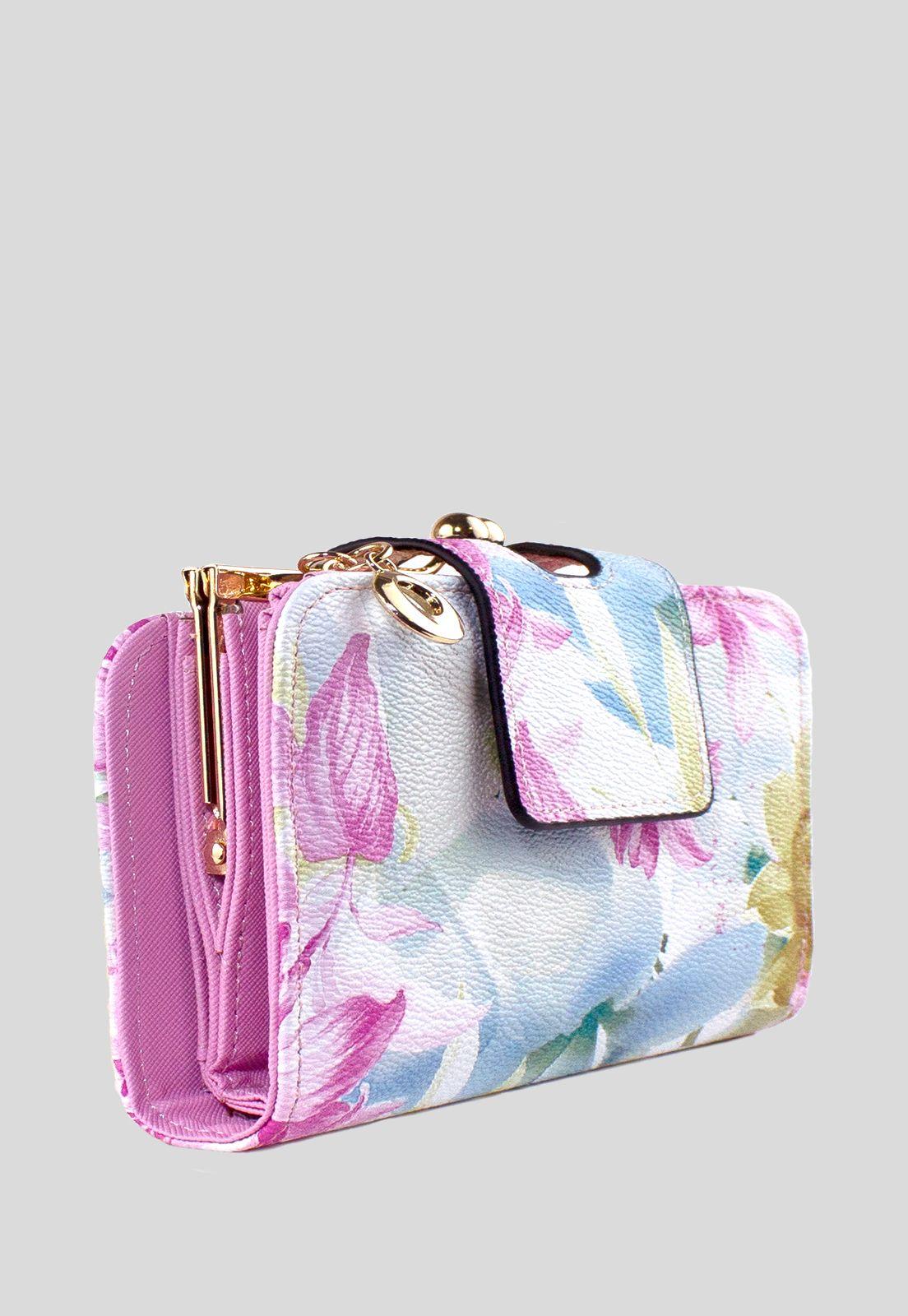 Billetera Mediana Floreada Rosado-1