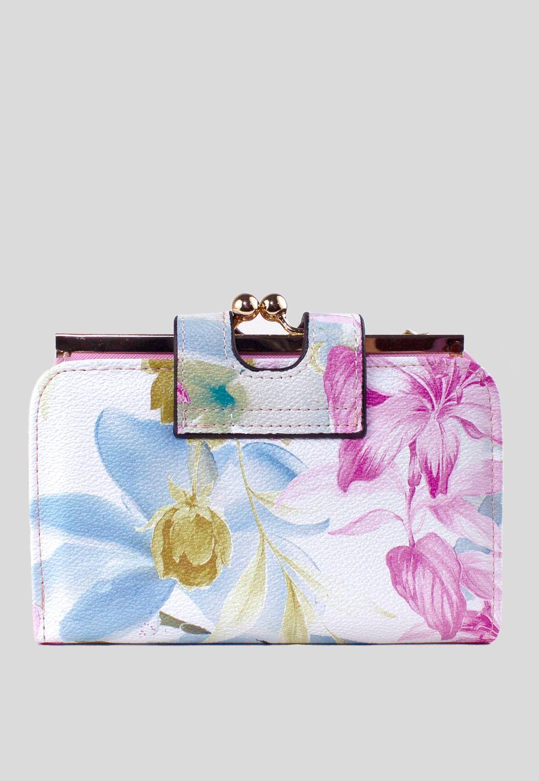 Billetera Mediana Floreada Rosado-2