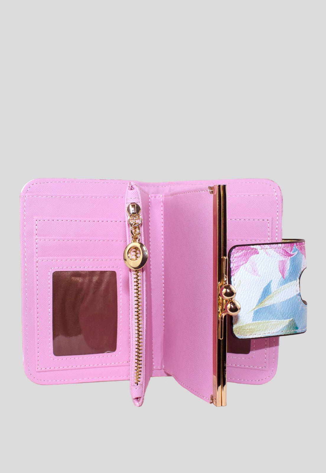 Billetera Mediana Floreada Rosado-3