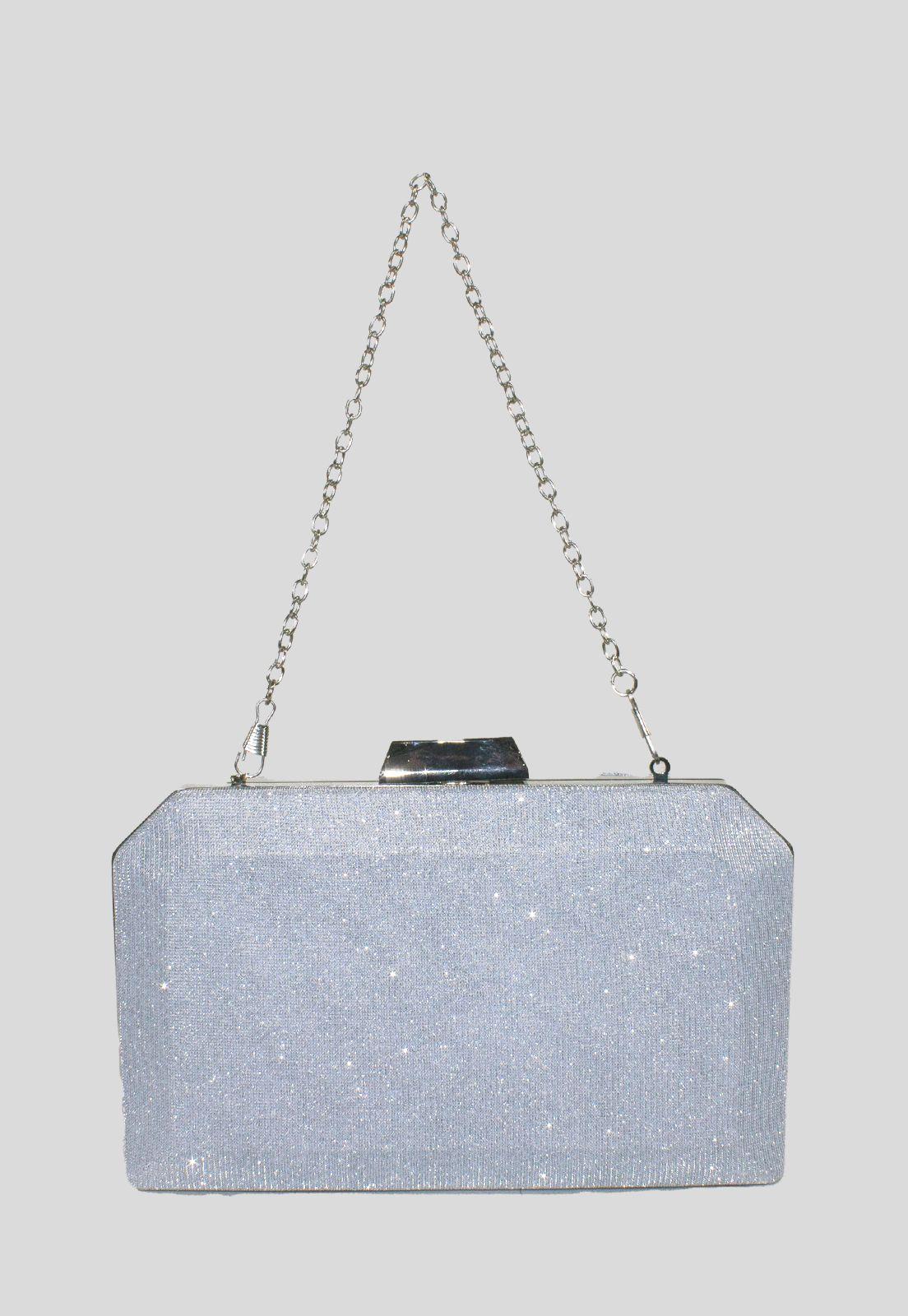 Cartera grande lazo tela Plata-2