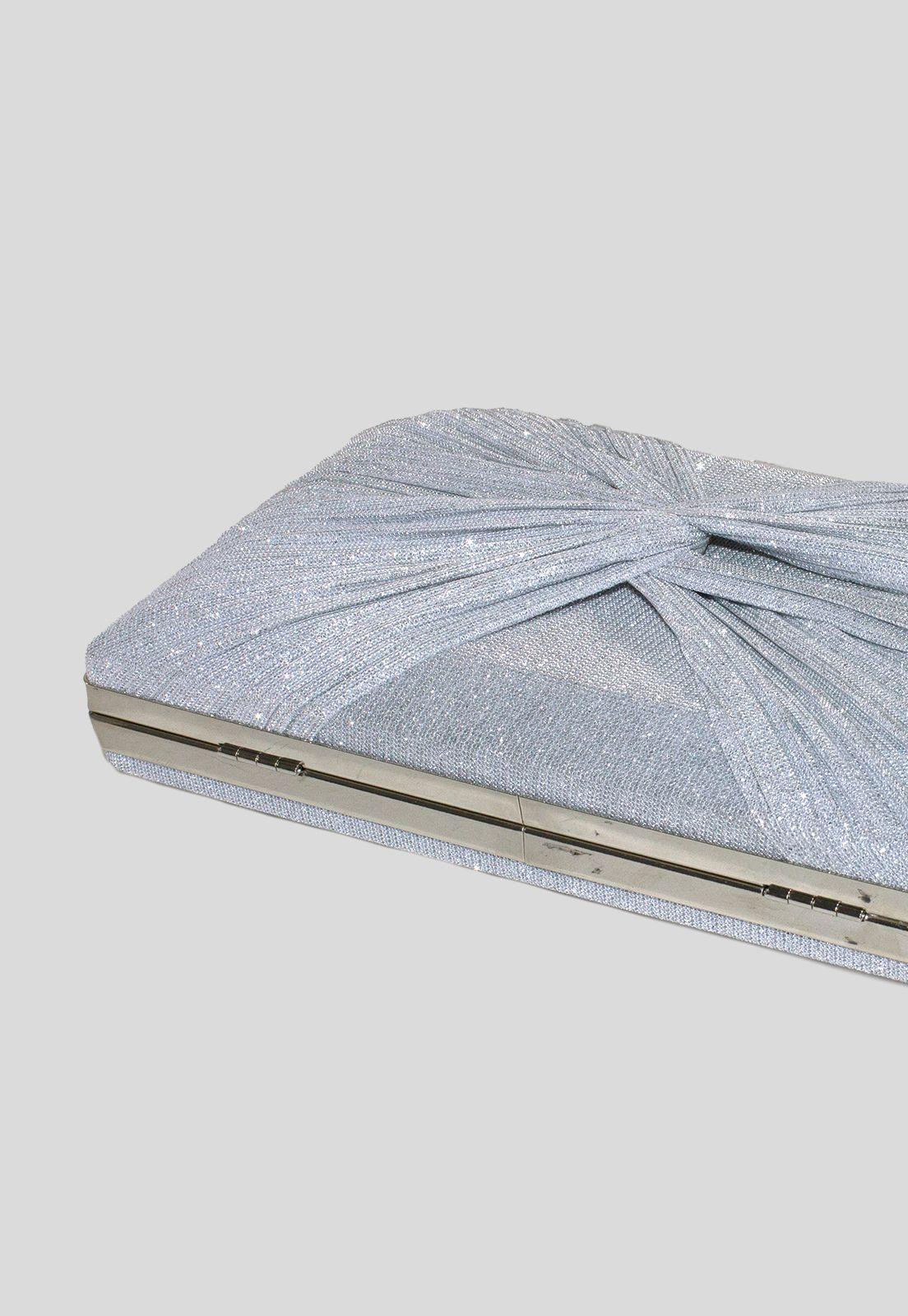 Cartera grande lazo tela Plata-4