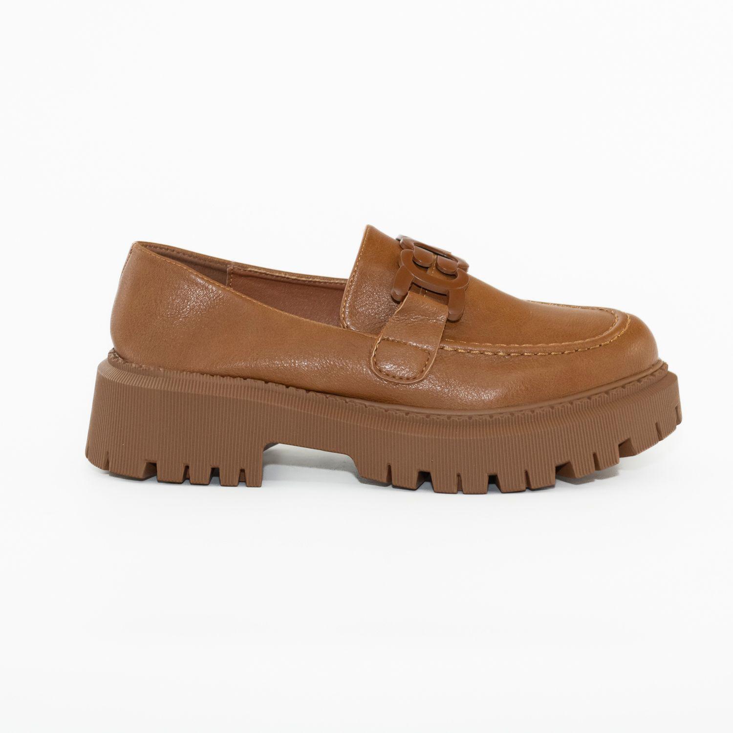 Zapato mocasin aplicaciones tono Camel-0