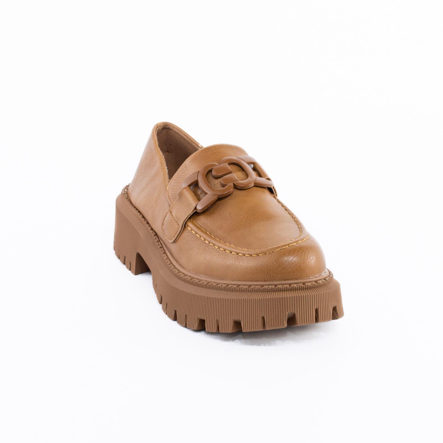 Zapato mocasin aplicaciones tono Camel-1