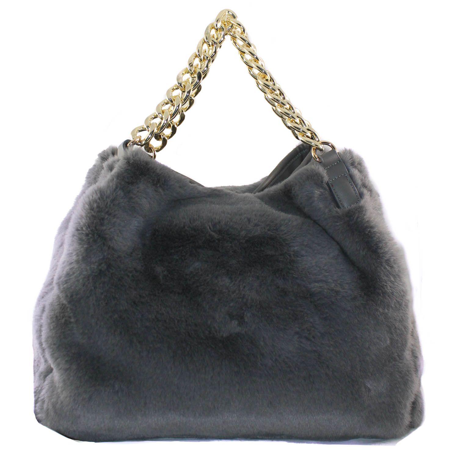 Cartera Peluche Bordado Gris-1