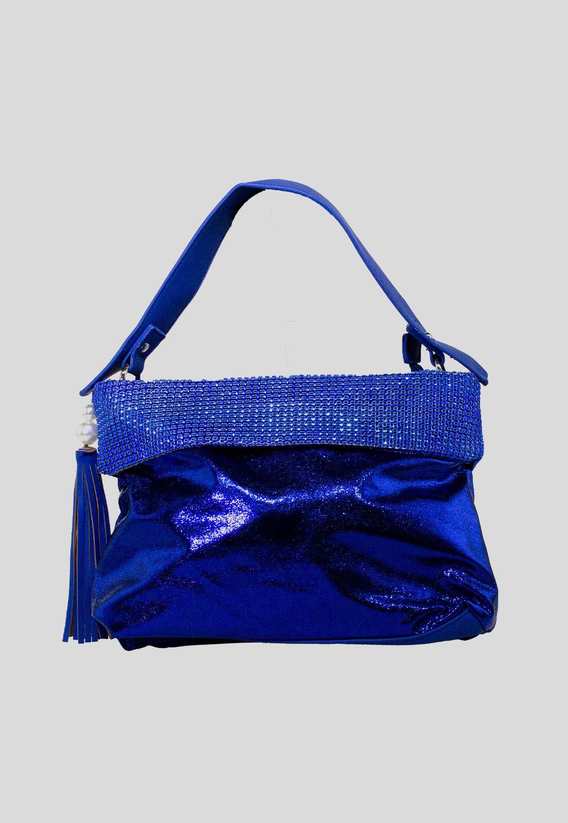 Cartera brillo c/strass Azul-0