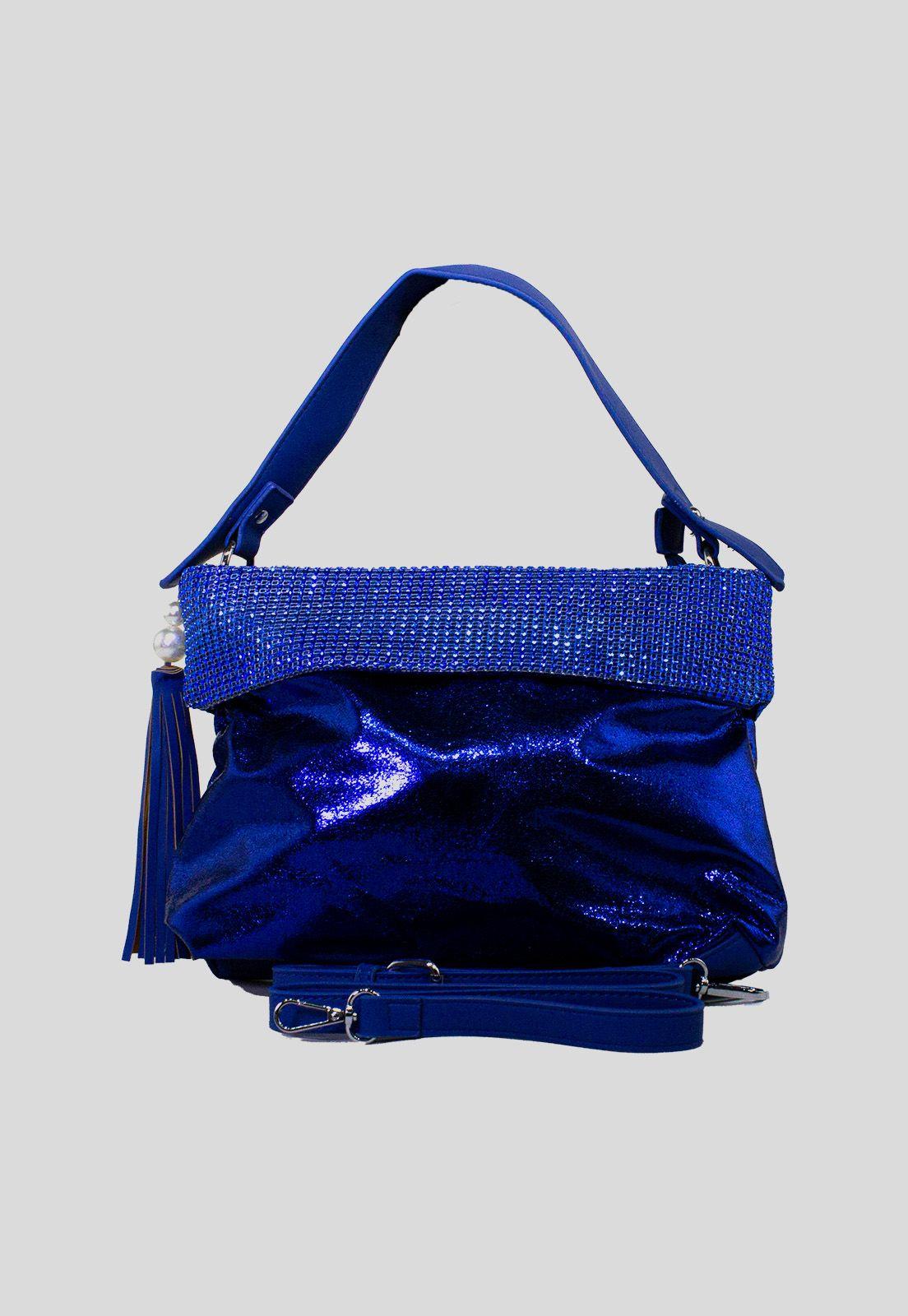 Cartera brillo c/strass Azul-1