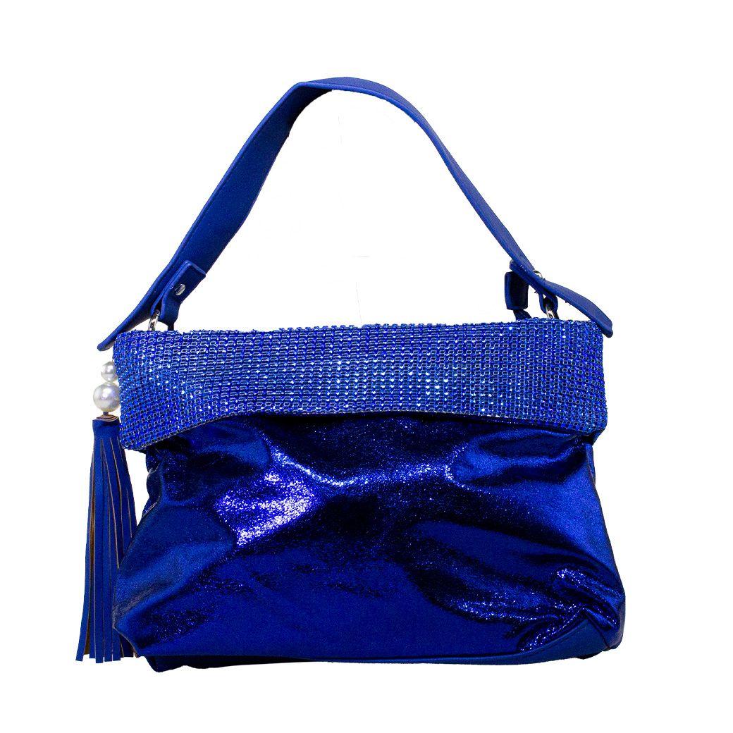 Cartera brillo c/strass Azul-0