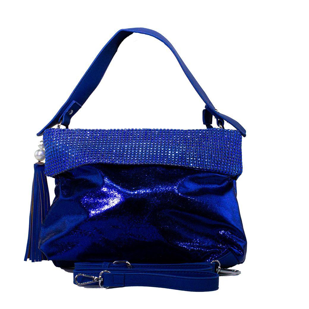 Cartera brillo c/strass Azul-1