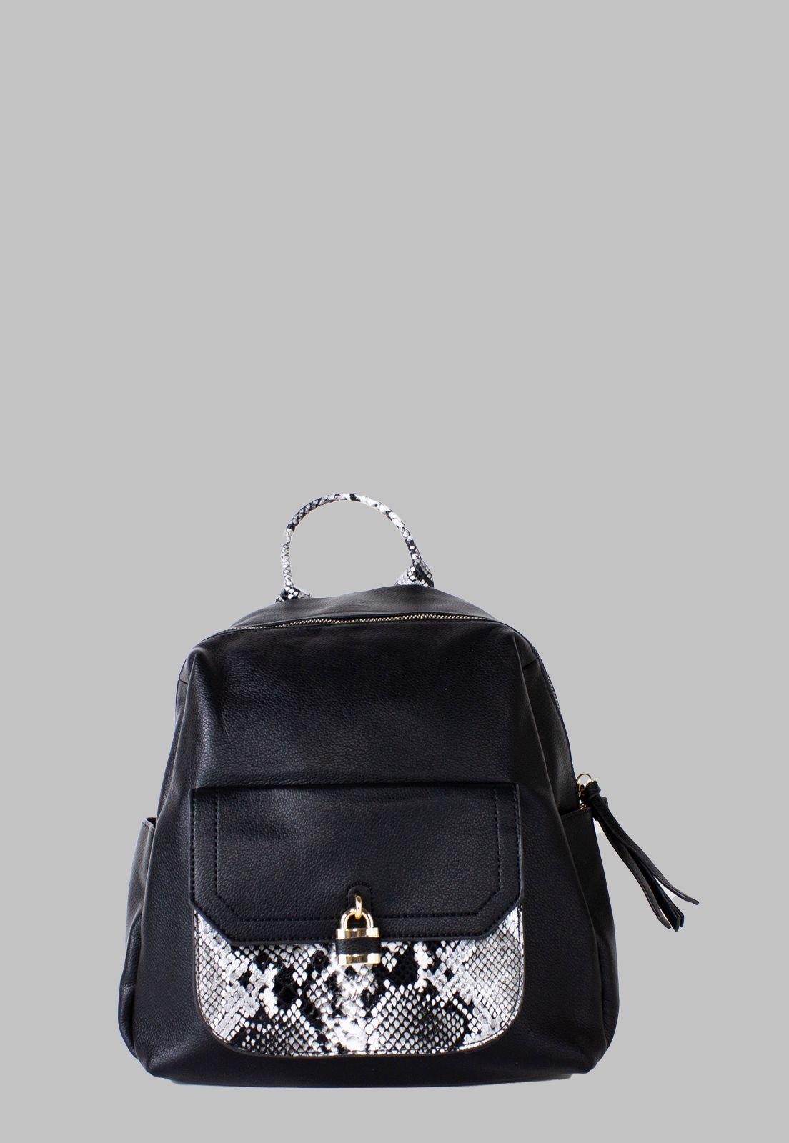 Mochila Bolsillo Diseño Piton Negro-0