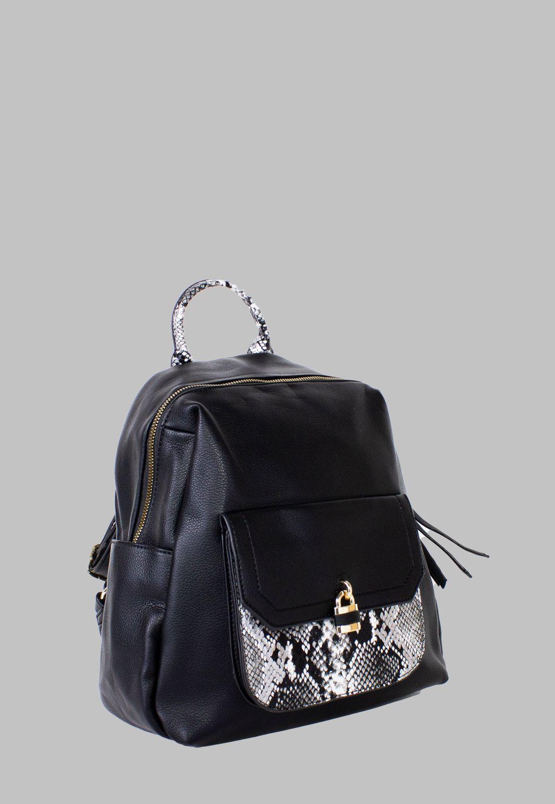 Mochila Bolsillo Diseño Piton Negro-1