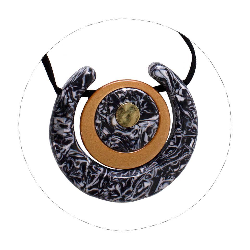 Collar Argolla Abierta Negro-2