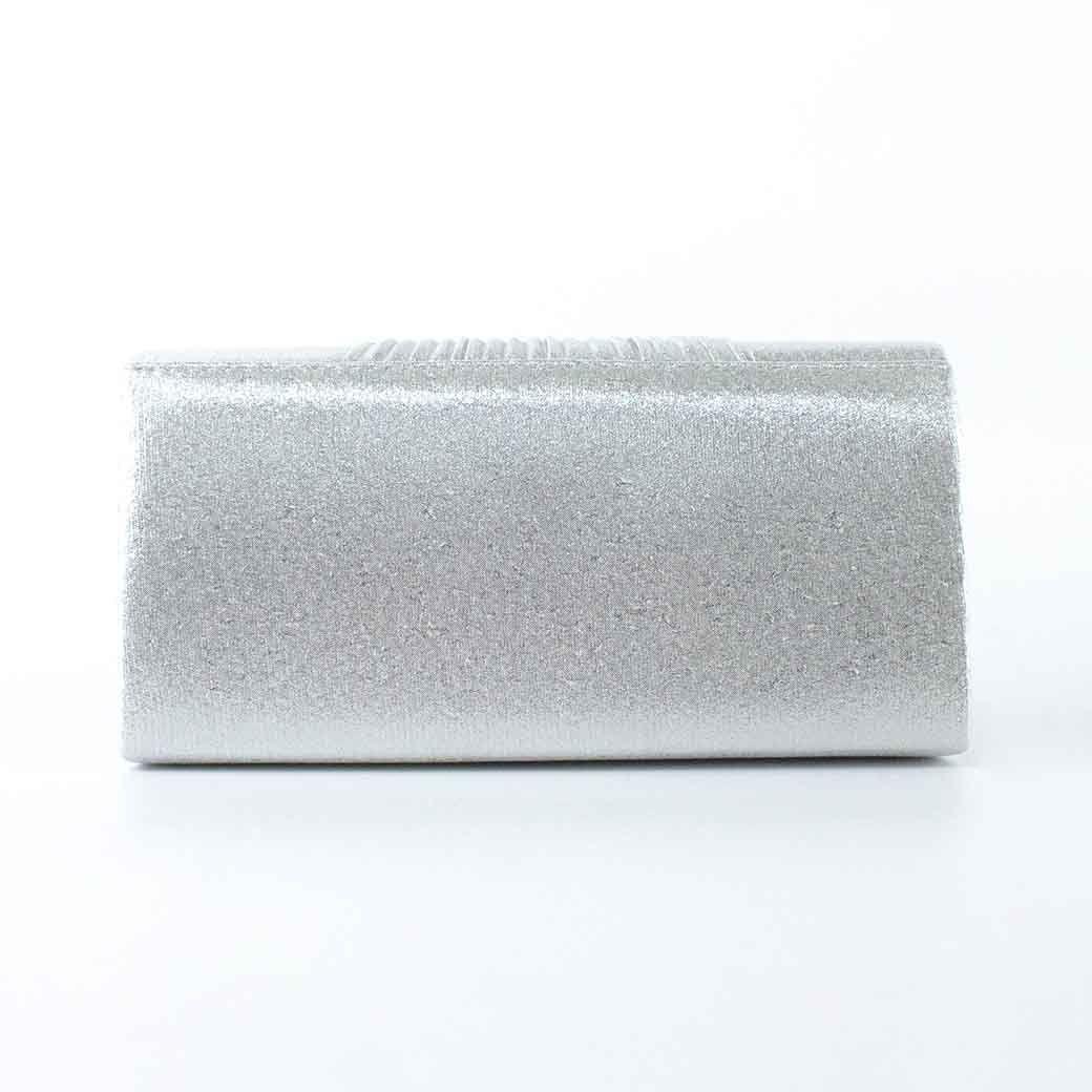 Cartera Textil de Noche Drapeado 358 Mujer Plateado Mailea-2