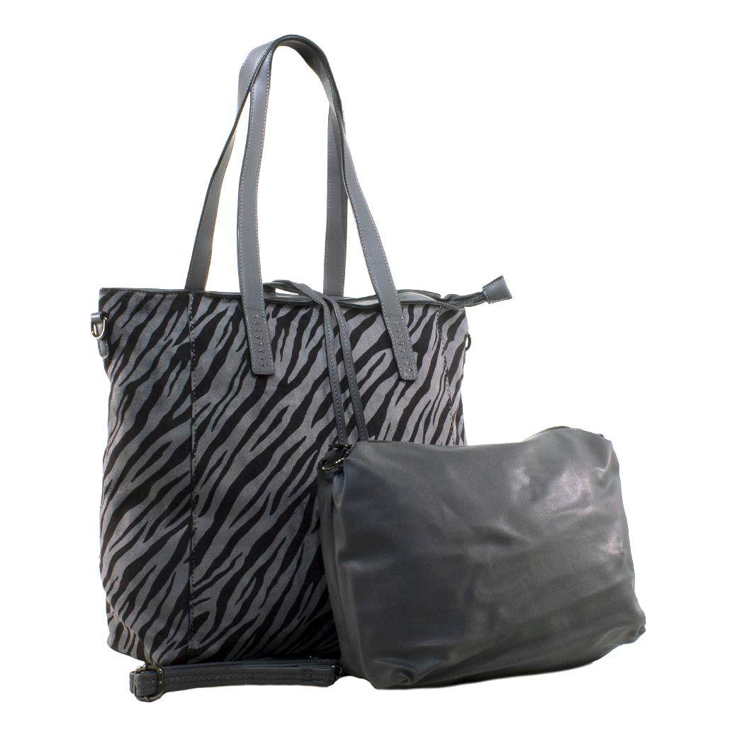 Cartera Grande Lazo Cebra Gris-1