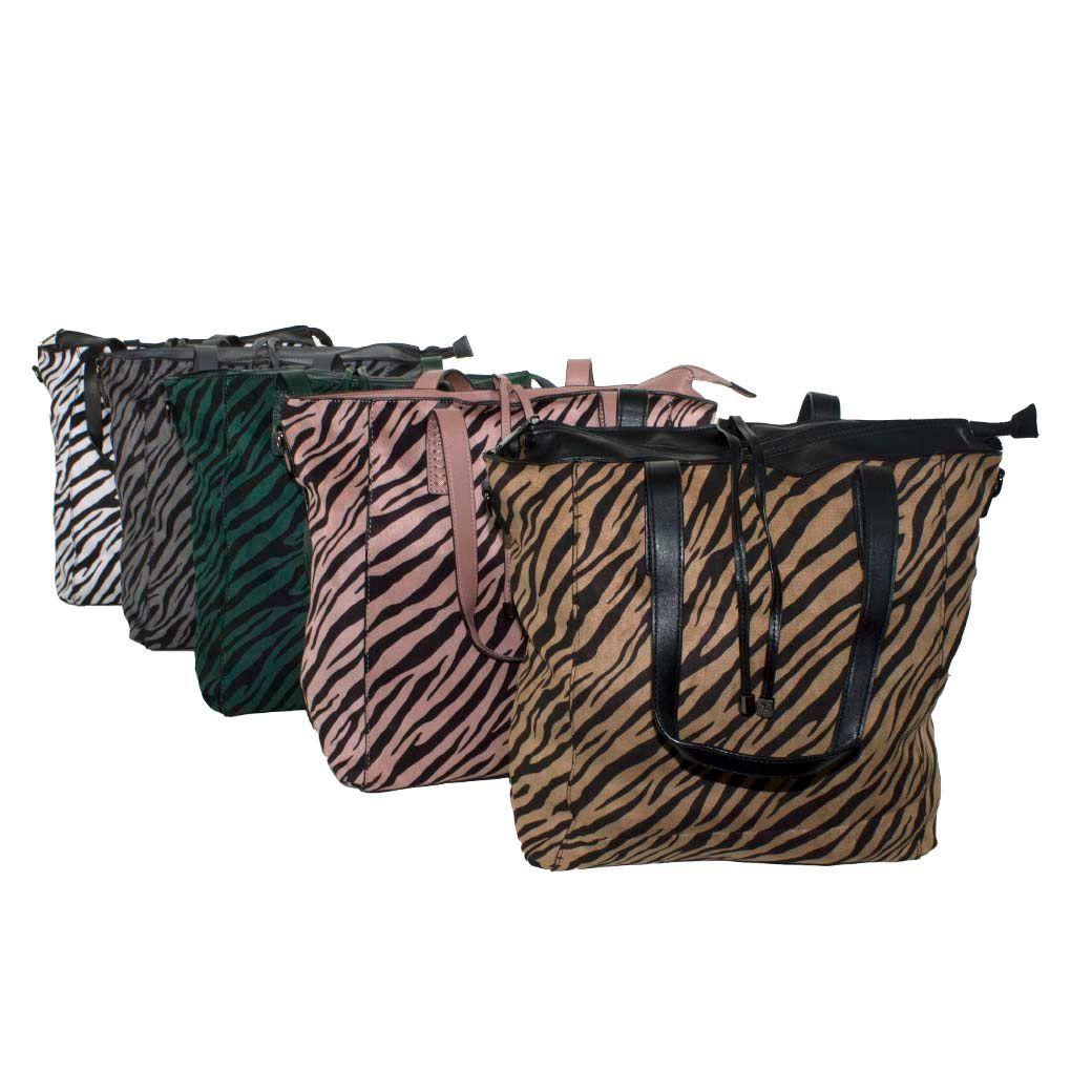 Cartera Grande Lazo Cebra Gris-6