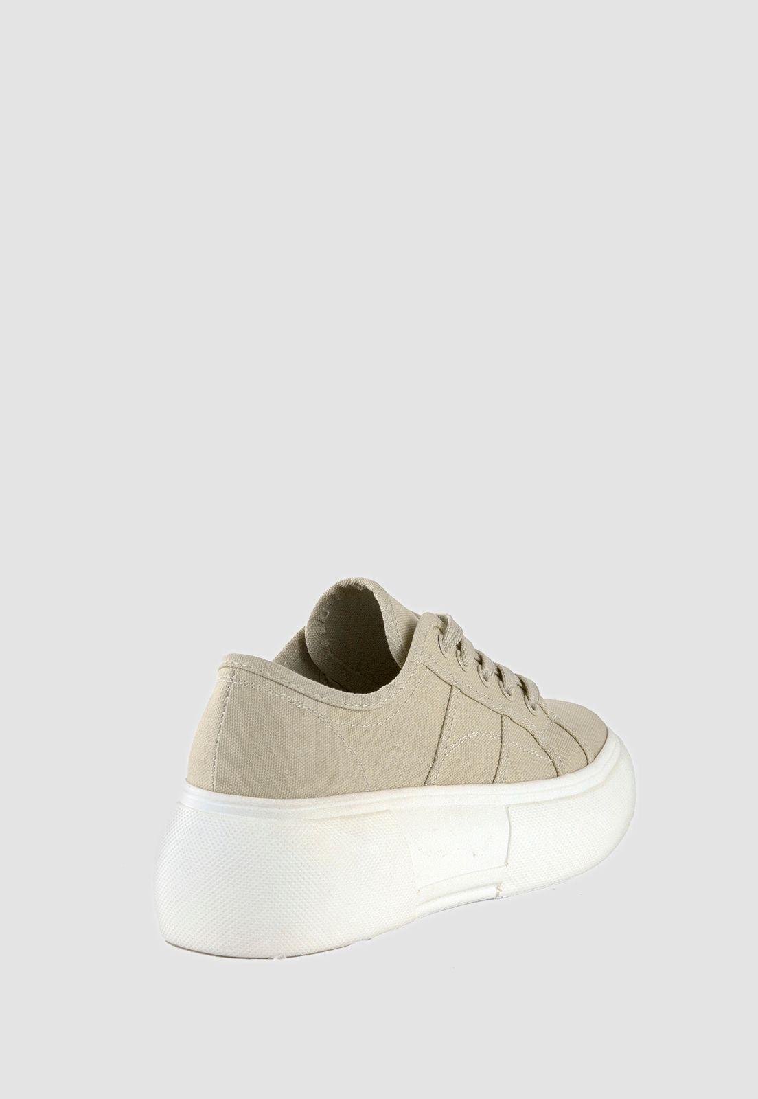 Zapatilla Alta De Lona Beige-2