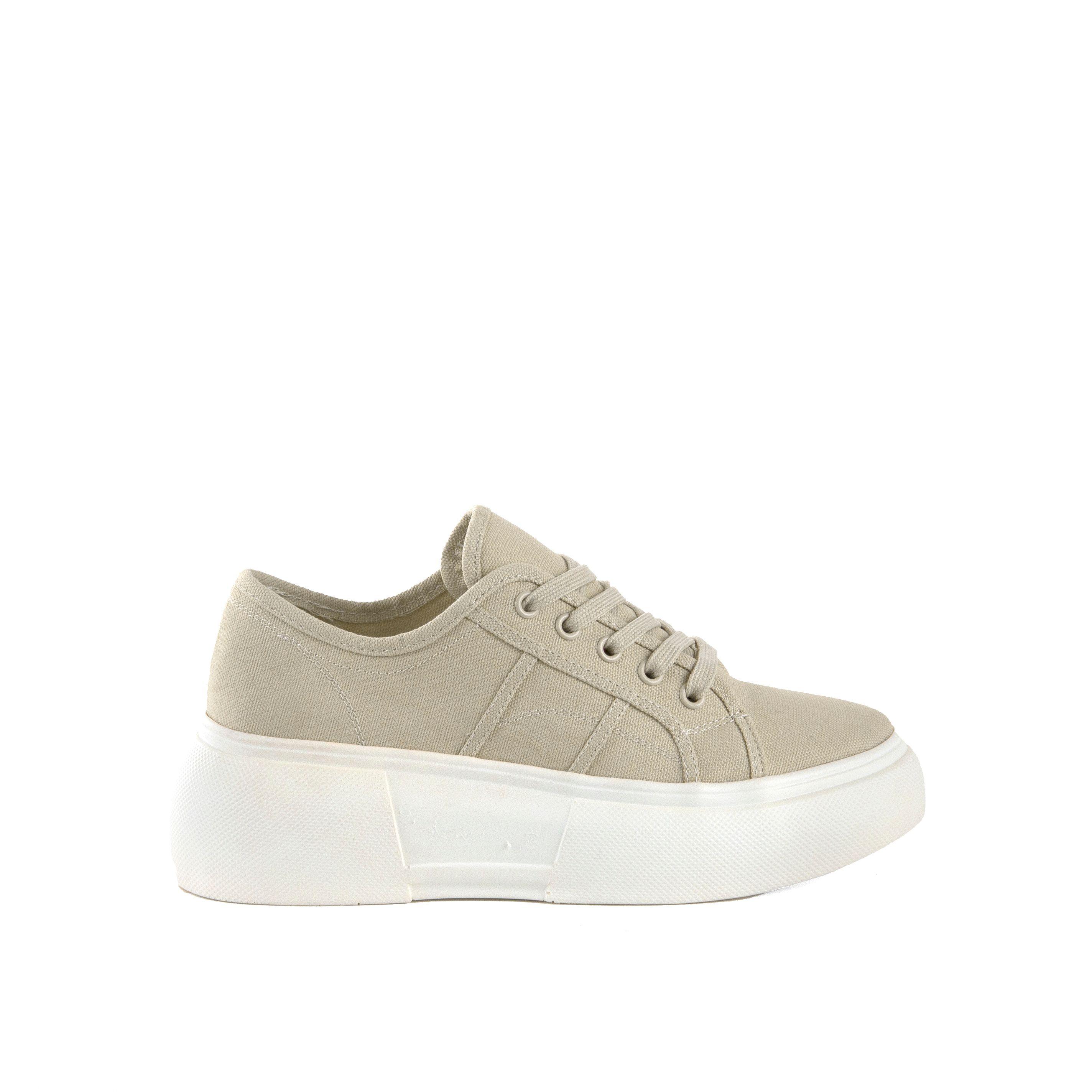 Zapatilla Alta De Lona Beige-0