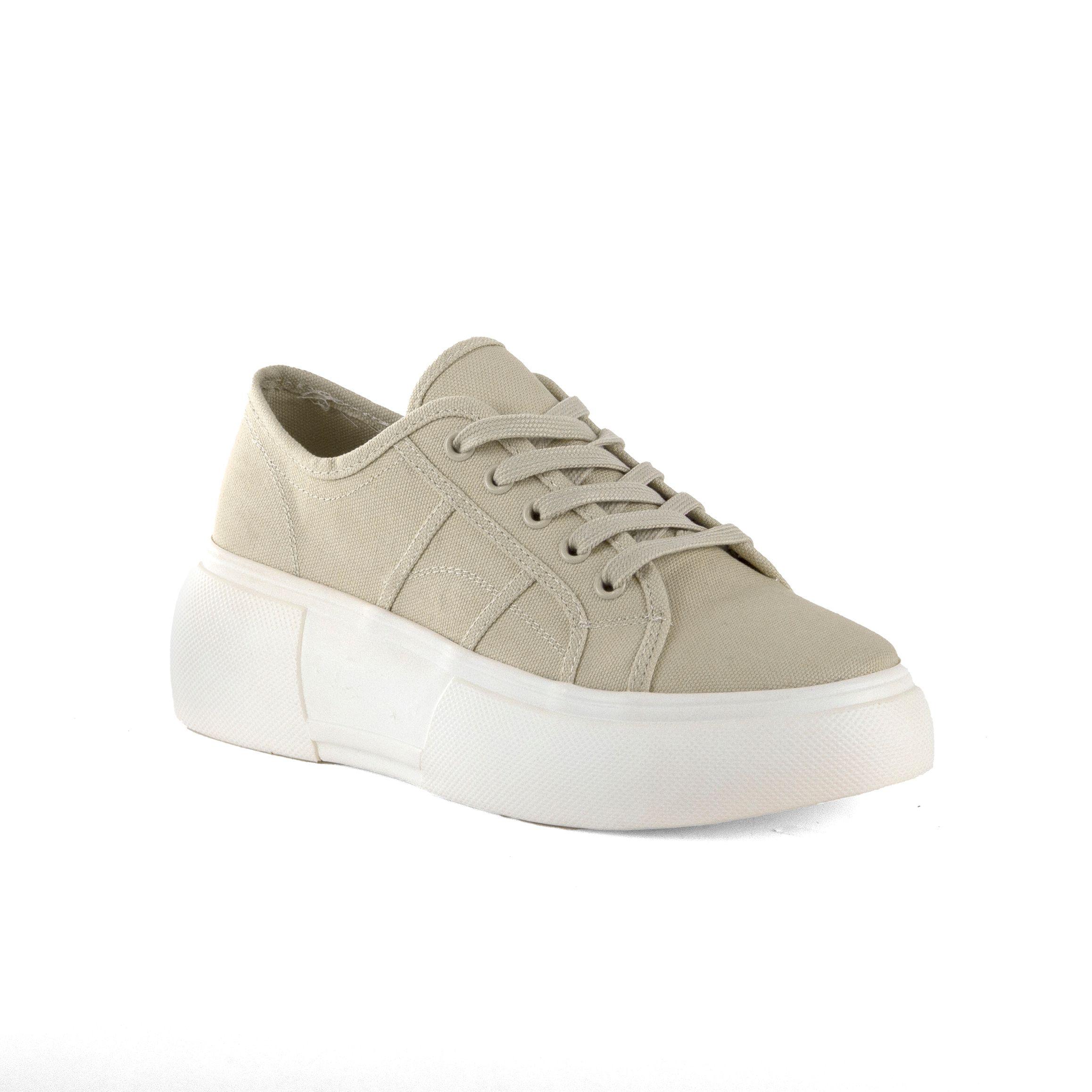 Zapatilla Alta De Lona Beige-1