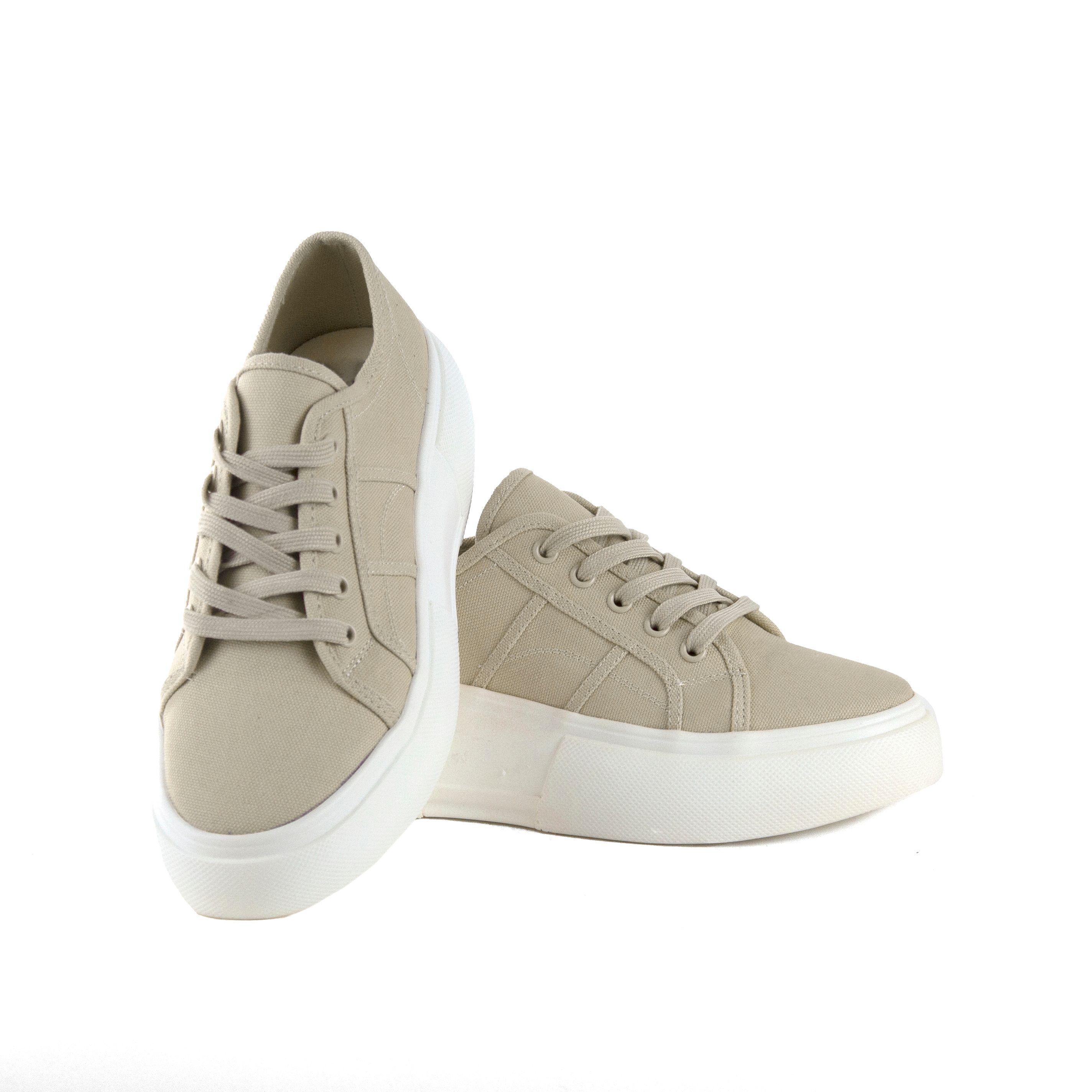Zapatilla Alta De Lona Beige-3