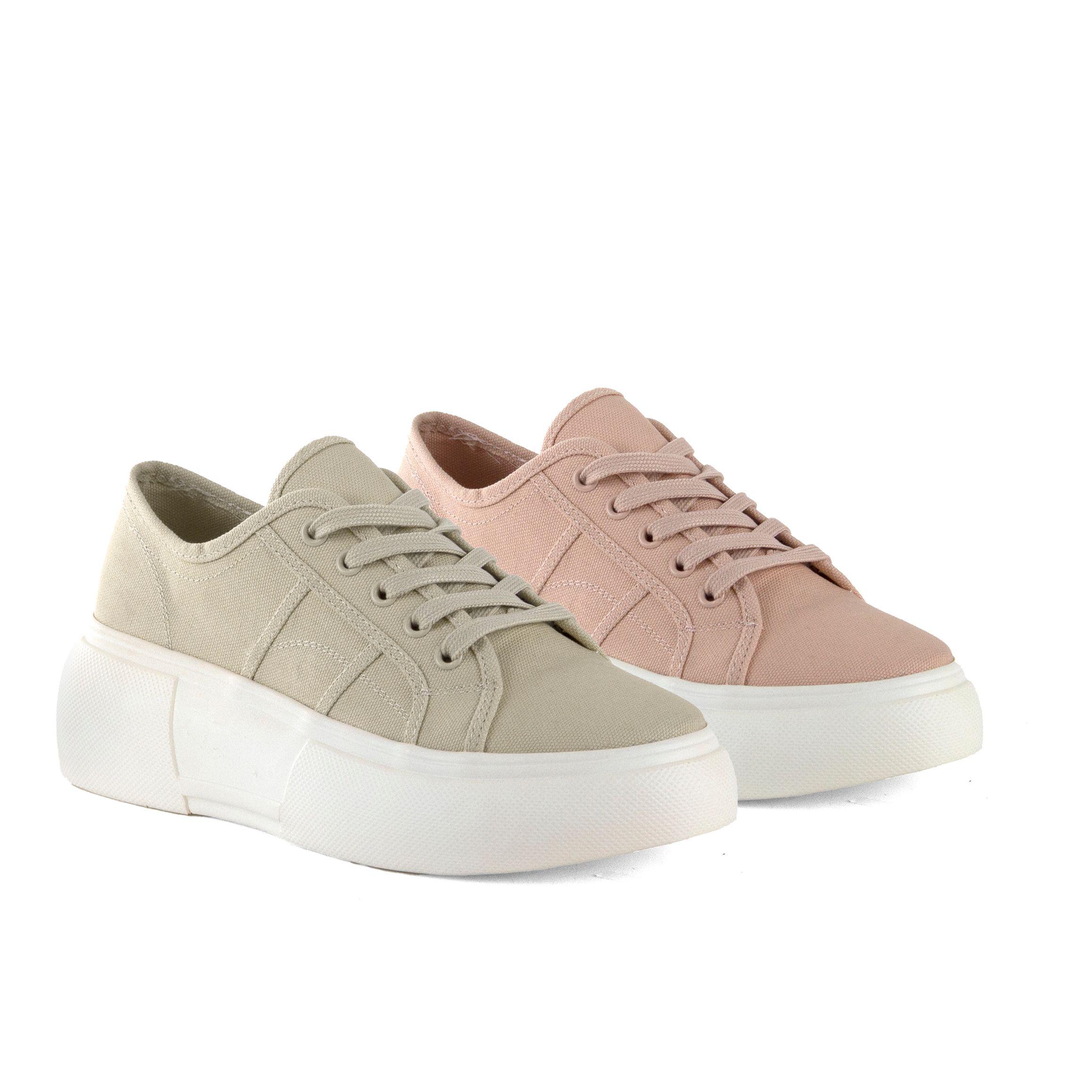 Zapatilla Alta De Lona Beige-4