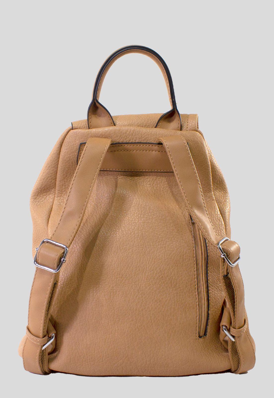 Mochila Con Cierre Oblicuo Tostado-2