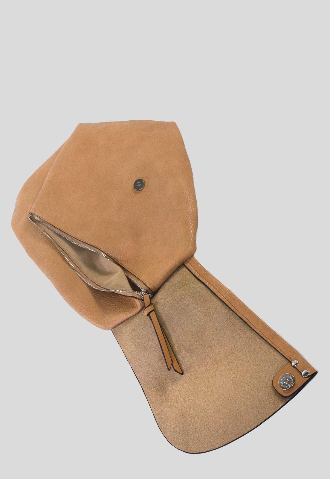 Mochila Con Cierre Oblicuo Tostado-3