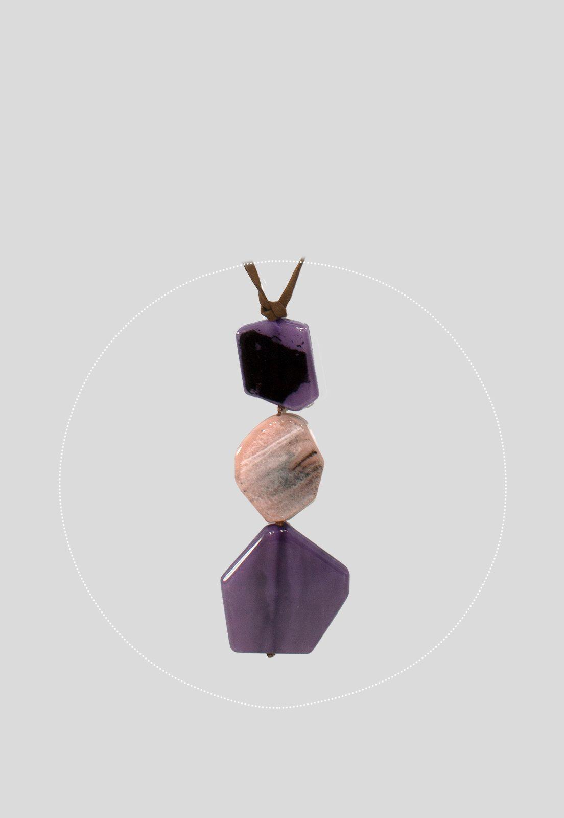 Collar 3 piedras Morado-1