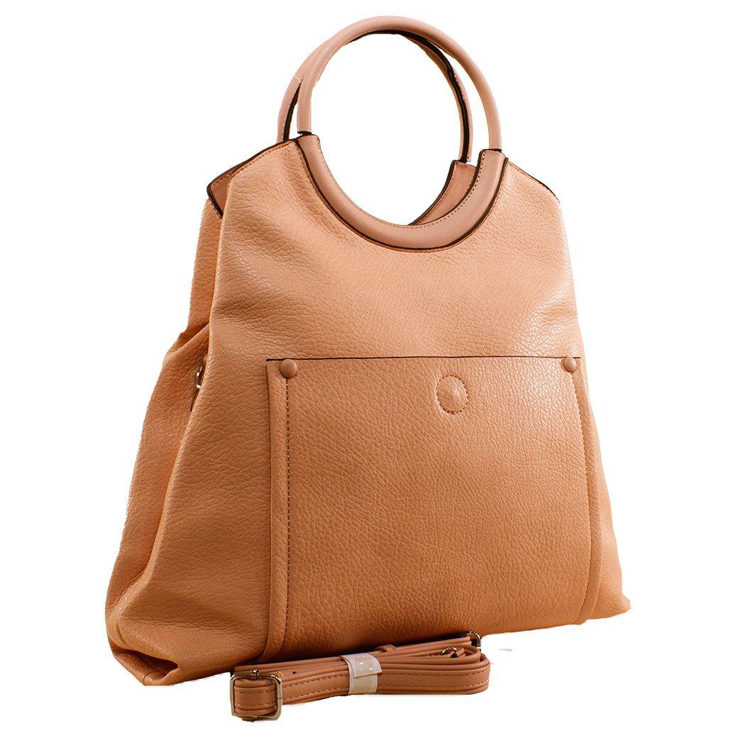 Cartera C/Manilla Redonda Tostado-1