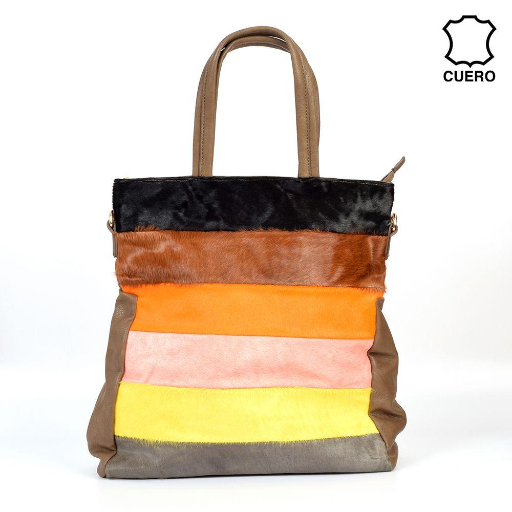 Cartera Cuero Frontal Piel Bicolor Café-0