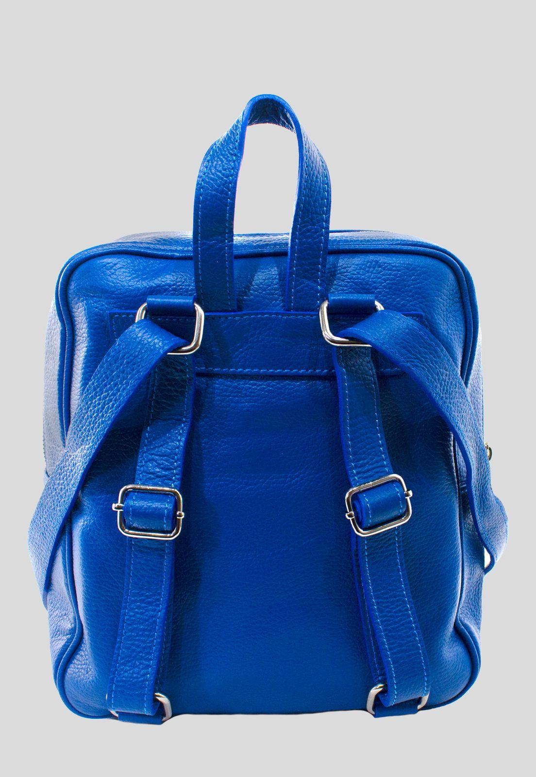 Mochila Cuero Bolsillo Reno Azul-2
