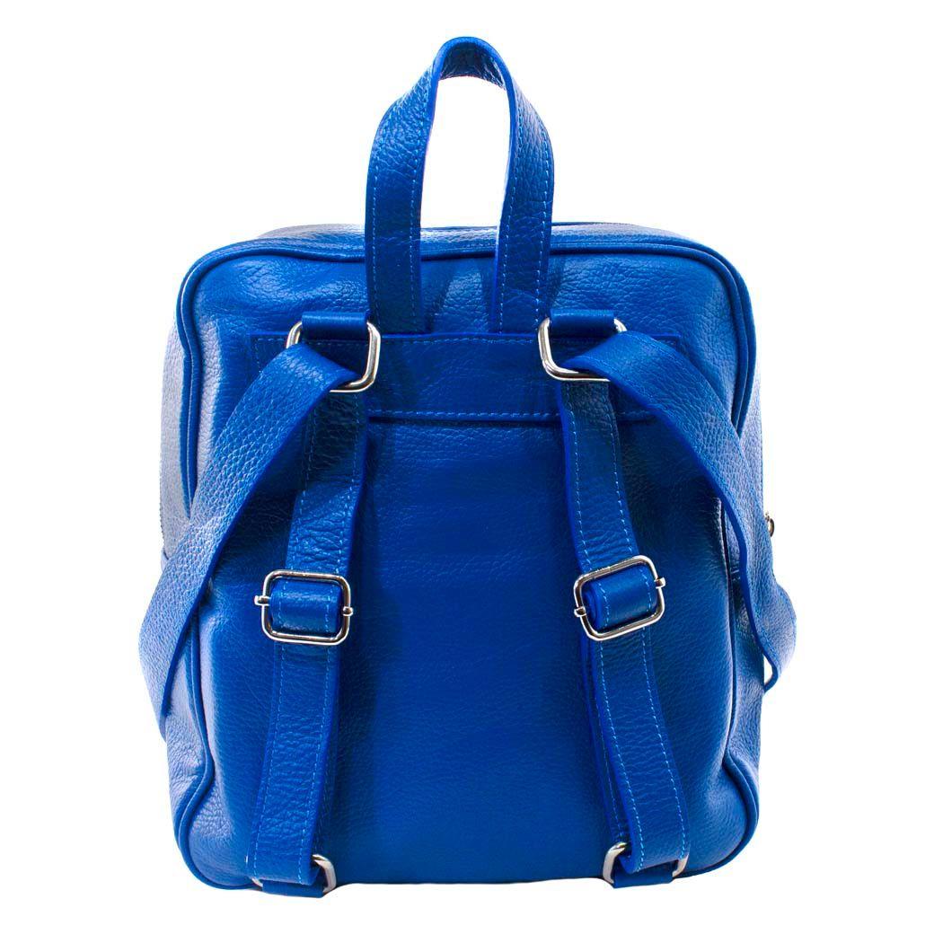 Mochila Cuero Bolsillo Reno Azul-2