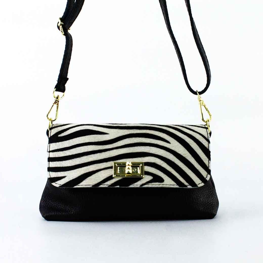 Cartera de Cuero Cerrojo 671 Mujer Cebra Blanco Mailea-4