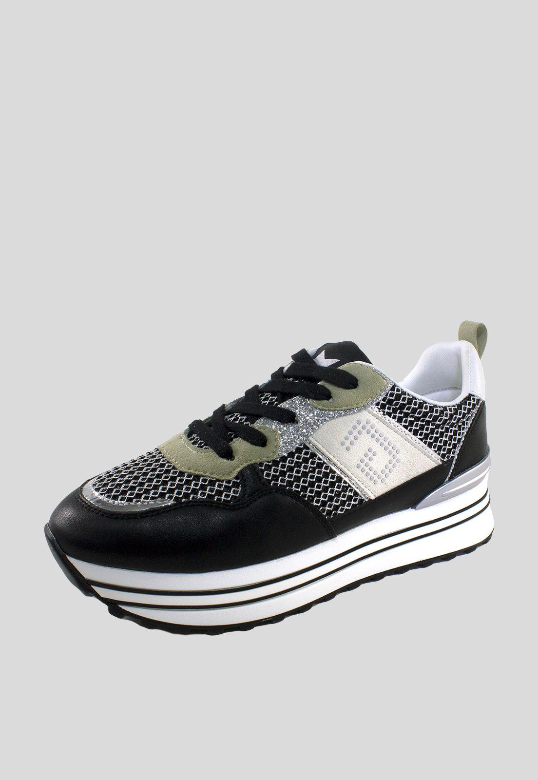 Zapatilla plataforma y lurex Negro-0