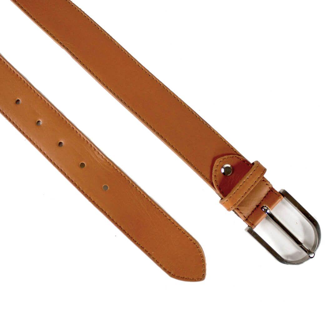 Cinturon Cuero Hebilla Metal Tostado-1