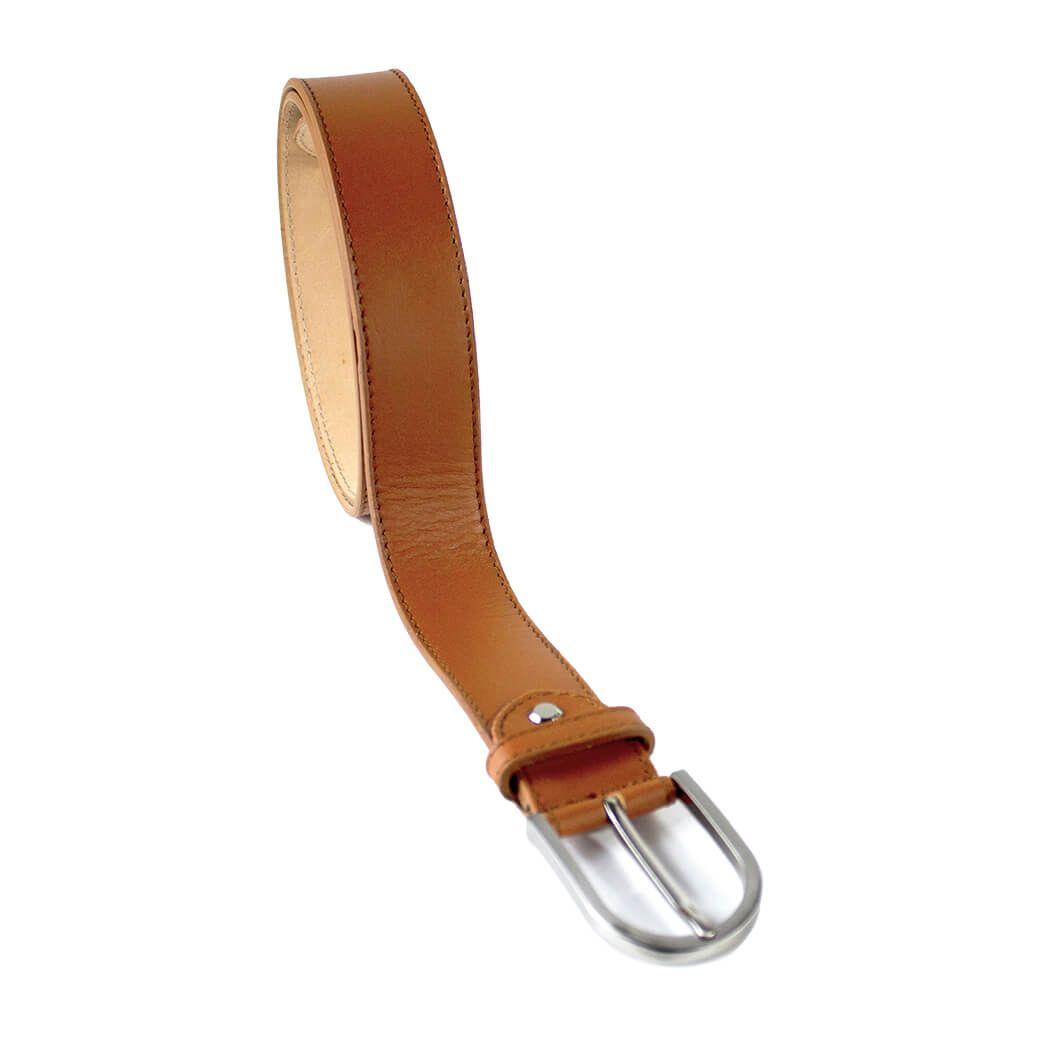 Cinturon Cuero Hebilla Metal Tostado-2