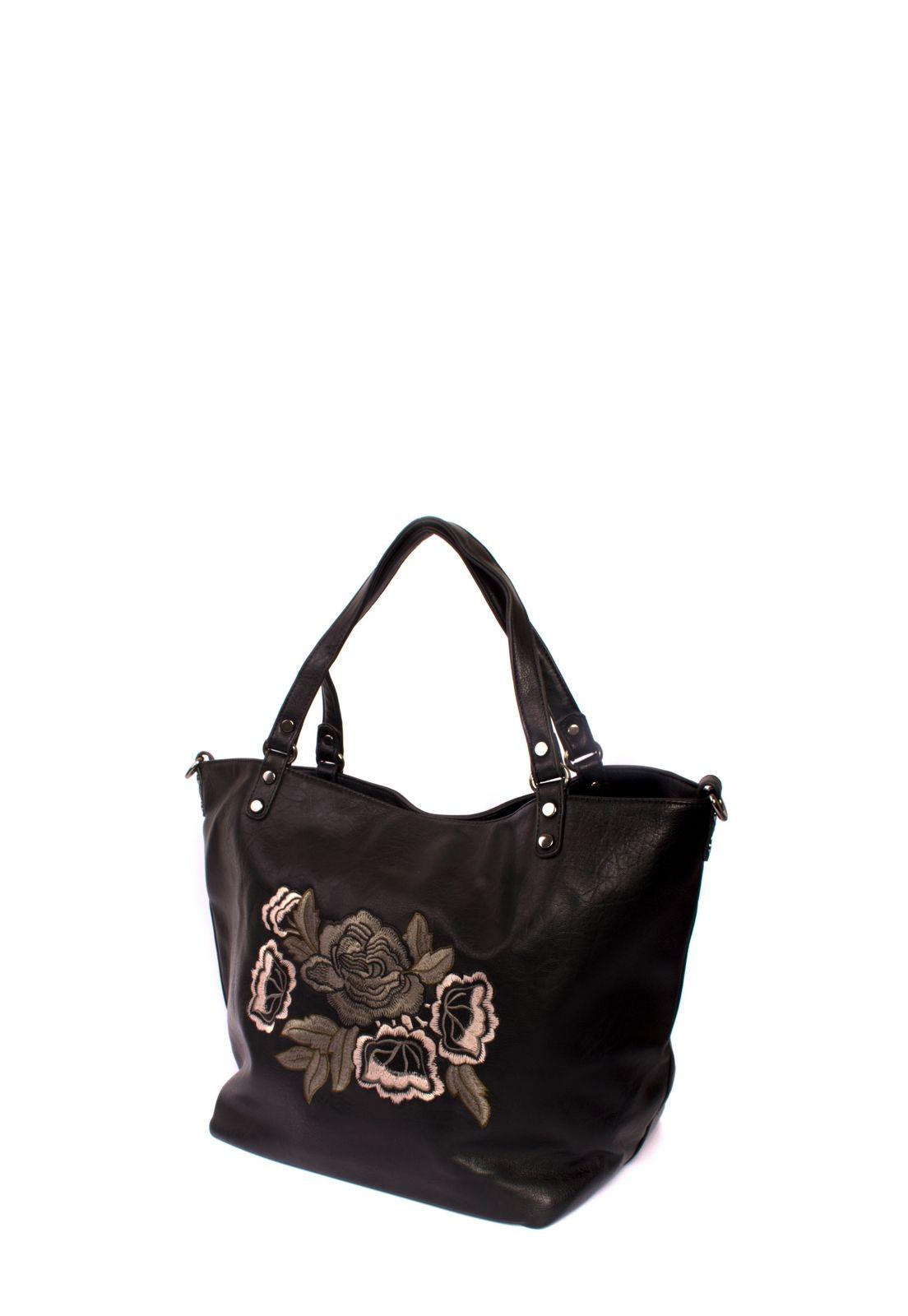 Cartera Flores Bordadas Negro-1