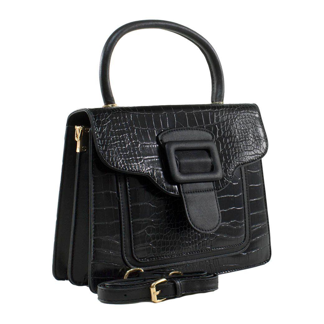 Cartera Mediana Rigida Coco Negro-1