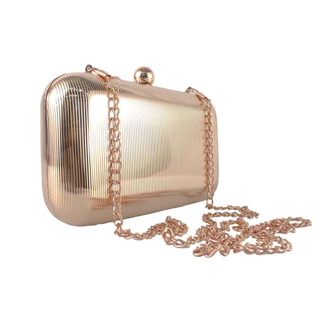 Cartera Metalizada de Noche Rigida 867 Mujer Champagne Mailea-3
