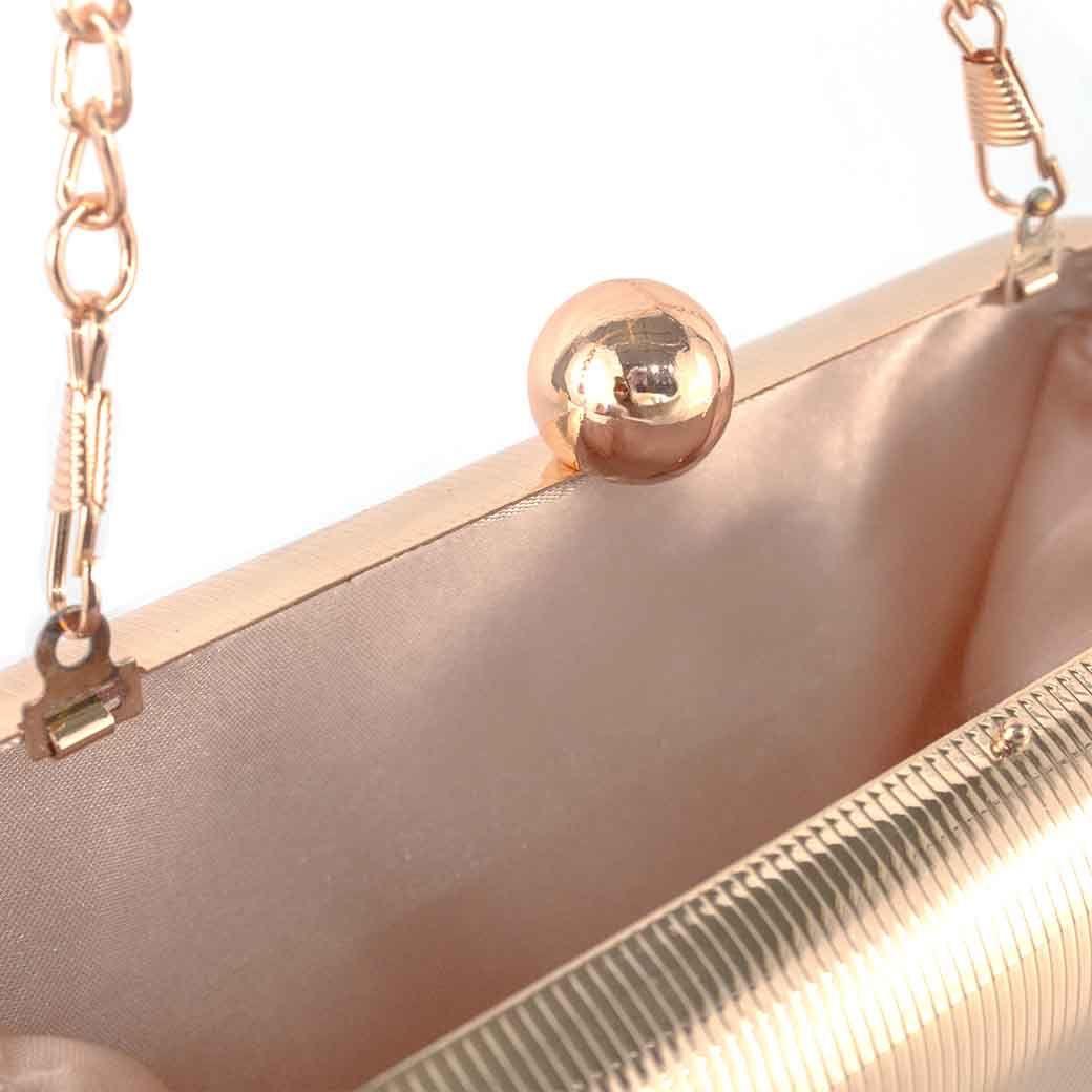 Cartera Metalizada de Noche Rigida 867 Mujer Champagne Mailea-4