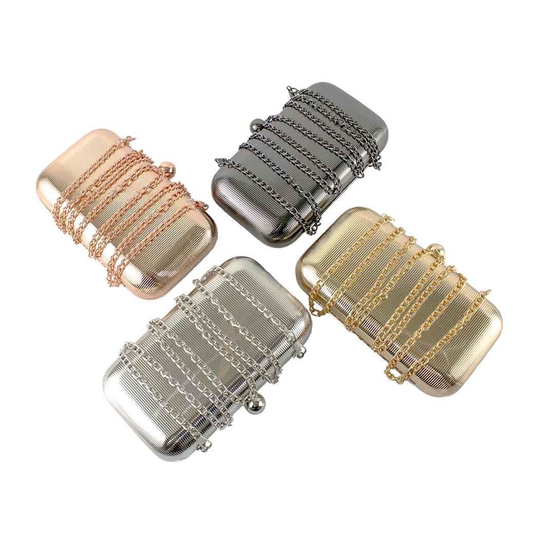 Cartera Metalizada de Noche Rigida 867 Mujer Champagne Mailea-7